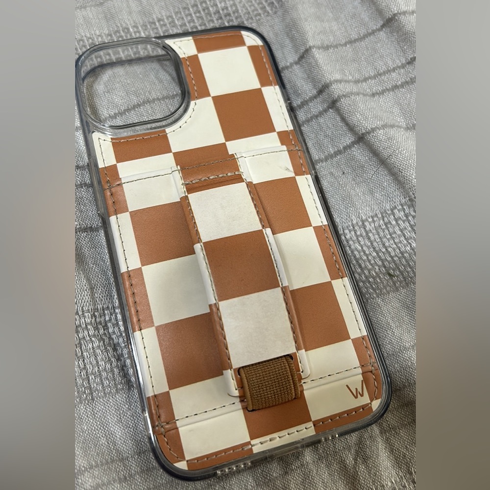 Wally brown checkered iPhone 14 case